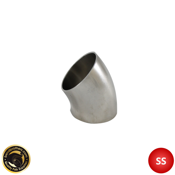 1.75" (45mm) 304 Stainless Steel 45° Elbow - 1.2D Radius - 1.6mm Wall