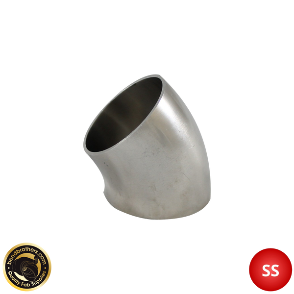 3" (76mm) 304 Stainless Steel 45° Elbow - 1.2D Radius - 1.6mm Wall