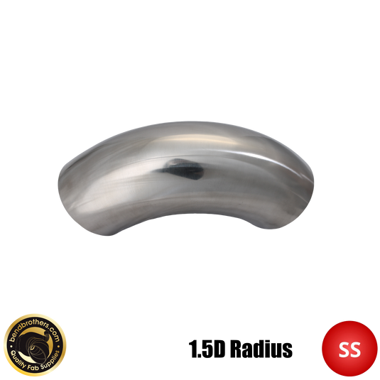 3.5" (89mm) 304 Stainless Steel 90° Elbow - 1.5D Radius - 1.6mm Wall