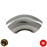 3.5" (89mm) 304 Stainless Steel 90° Elbow - 1.2D Radius - 1.6mm Wall - Unprepped